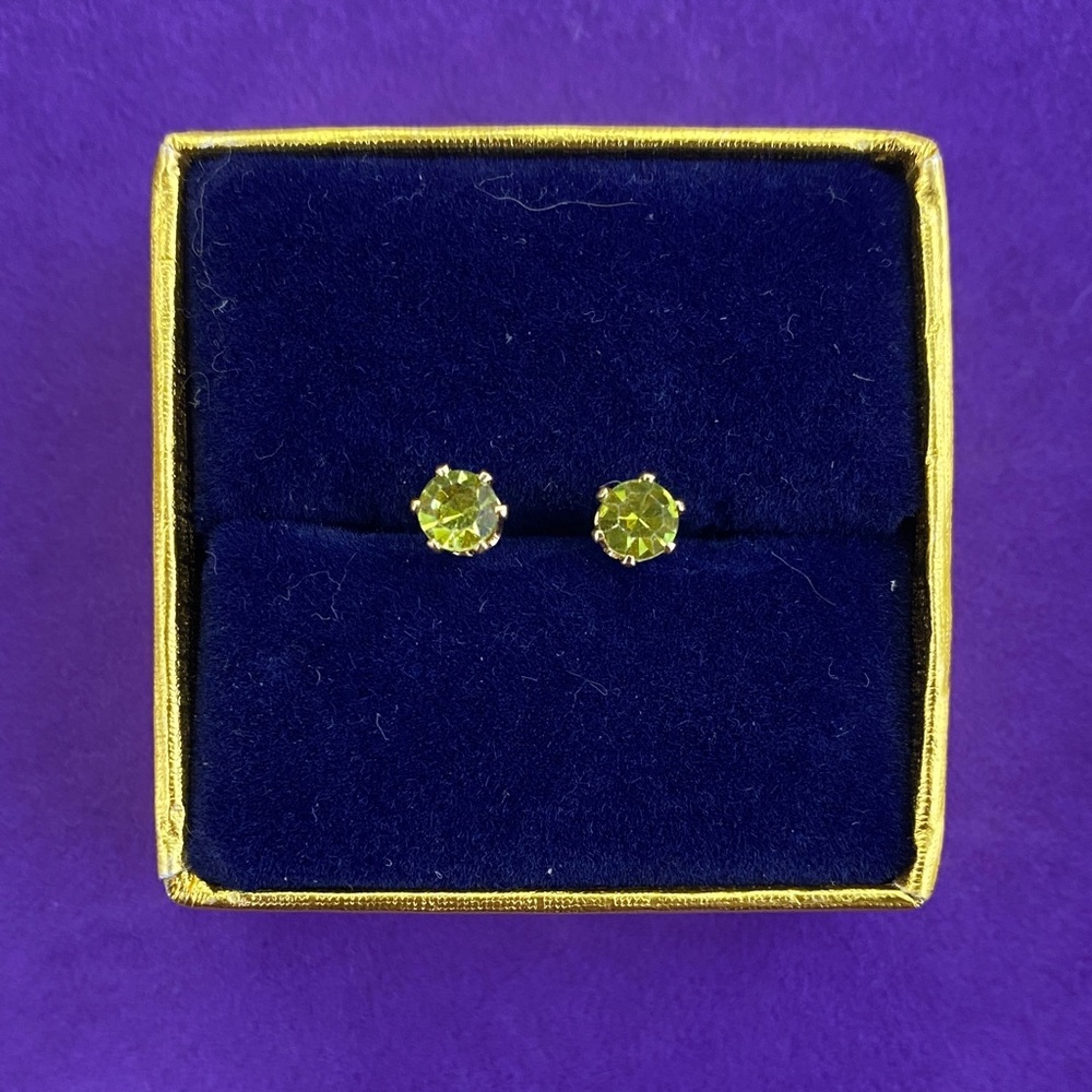 💛 Classic Gold Plated Faux Peridot Stud Earrings | Petite Everyday Sparkle